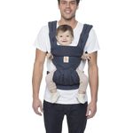 ERGObaby Babytrage bis 20kg, 360 Navy Mini Dots 4-Positionen Baby-Tragetasche, Kindertrage Rückentrage Bauchtrage