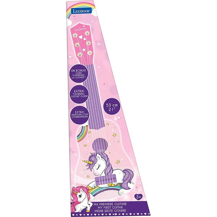 Lexibook erste Gitarre Einhorn für Kinder, 6 Nylonsaiten, 53 cm, Anleitung inklusive, Rosa/Blau, K200UNI – Bild 3