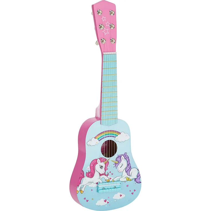 Lexibook erste Gitarre Einhorn für Kinder, 6 Nylonsaiten, 53 cm, Anleitung inklusive, Rosa/Blau, K200UNI