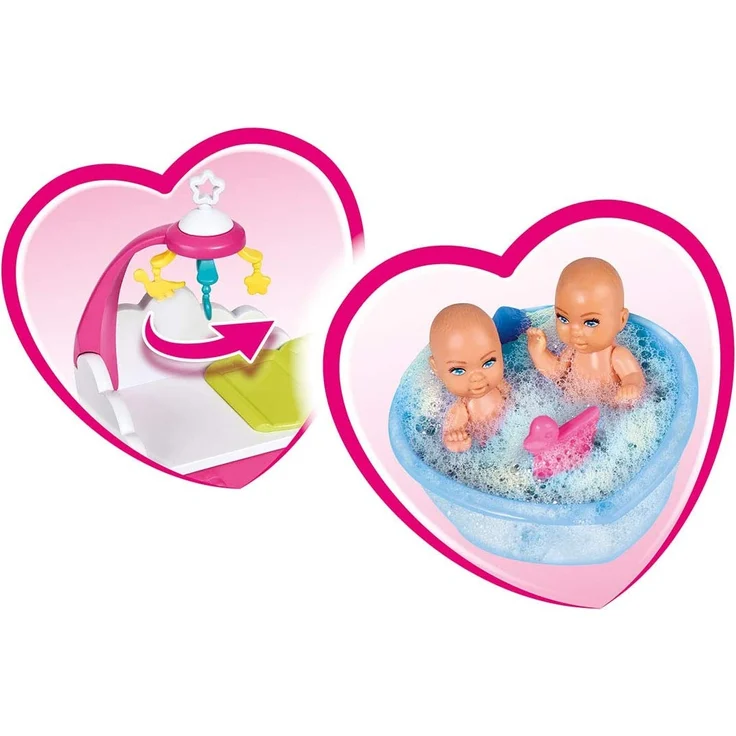 Simba 105733333 - Steffi Love Welcome Twins / schwangere Puppe / mit Zwillingen / mit Wickeltisch und Badewanne / Zubehör / Ankleidepuppe / 29cm, für Kinder ab 3 Jahren – Bild 5