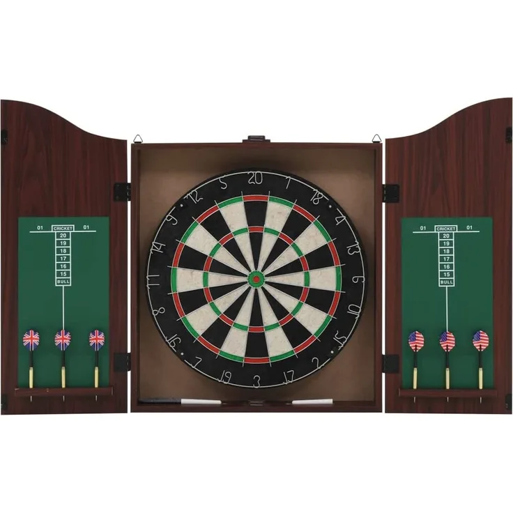Professionelles Dartboard Sisal mit Schrank und 6 Dartpfeilen