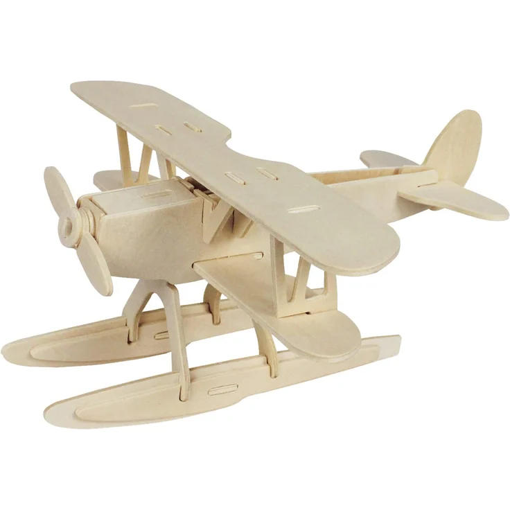 Marabu 317000000002 - KiDS 3D Holzpuzzle Wasserflugzeug, mit 28 Puzzleteilen aus FSC-zertifiziertem Holz, ca. 21 x 9 cm groß, einfache Stecktechnik, zum individuellen Bemalen und Gestalten – Bild 2