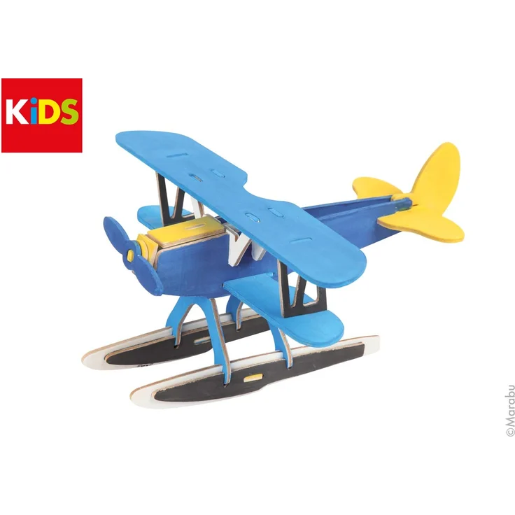 Marabu 317000000002 - KiDS 3D Holzpuzzle Wasserflugzeug, mit 28 Puzzleteilen aus FSC-zertifiziertem Holz, ca. 21 x 9 cm groß, einfache Stecktechnik, zum individuellen Bemalen und Gestalten – Bild 3