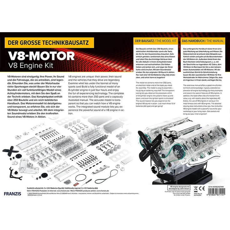 Franzis V8-Motor - Der große Technikbausatz, Maßstab ca. 1:3 - Preisvergleich – Bild 2