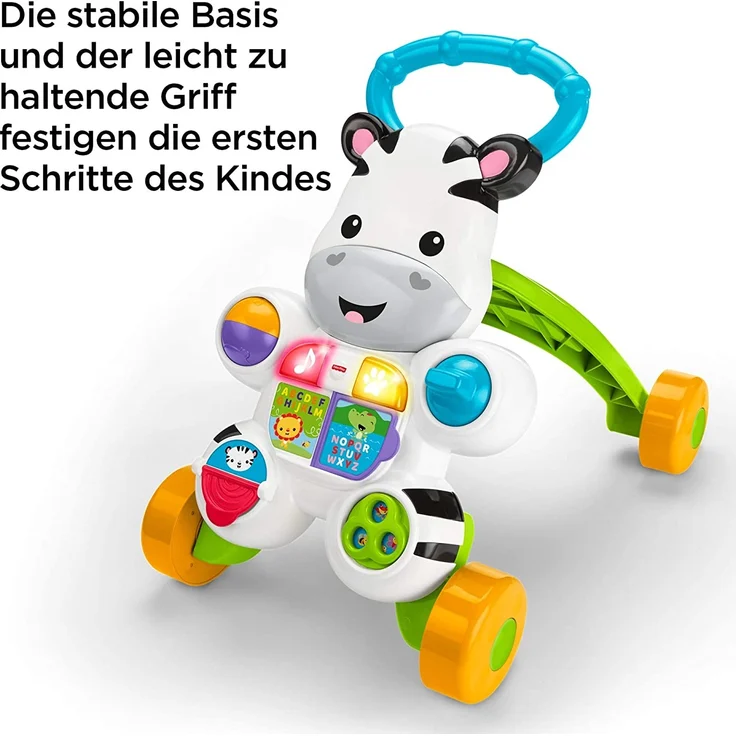 Fisher-Price HBW56 - Lern mit mir - Zebra Lauflernwagen, musikalisches Aktivitäts- und Gehspielzeug mit Lerninhalten, ab 6 Monaten (deutsche Version) – Bild 5