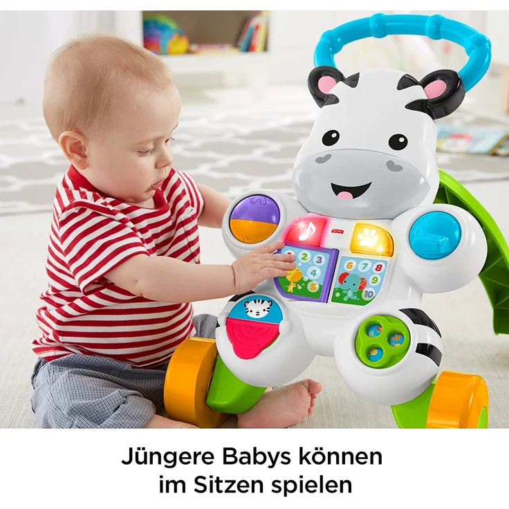 Fisher-Price HBW56 - Lern mit mir - Zebra Lauflernwagen, musikalisches Aktivitäts- und Gehspielzeug mit Lerninhalten, ab 6 Monaten (deutsche Version) – Bild 3