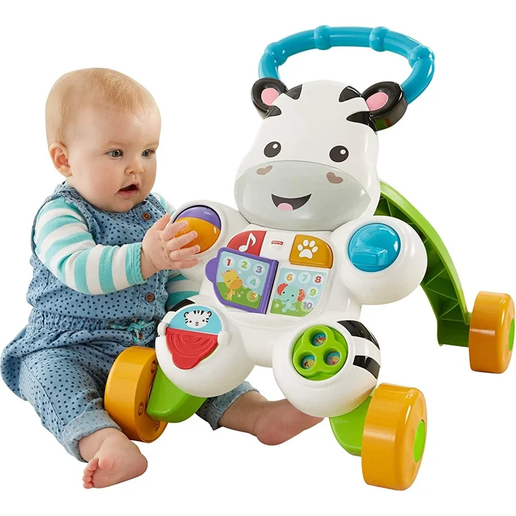 Fisher-Price HBW56 - Lern mit mir - Zebra Lauflernwagen, musikalisches Aktivitäts- und Gehspielzeug mit Lerninhalten, ab 6 Monaten (deutsche Version) – Bild 7