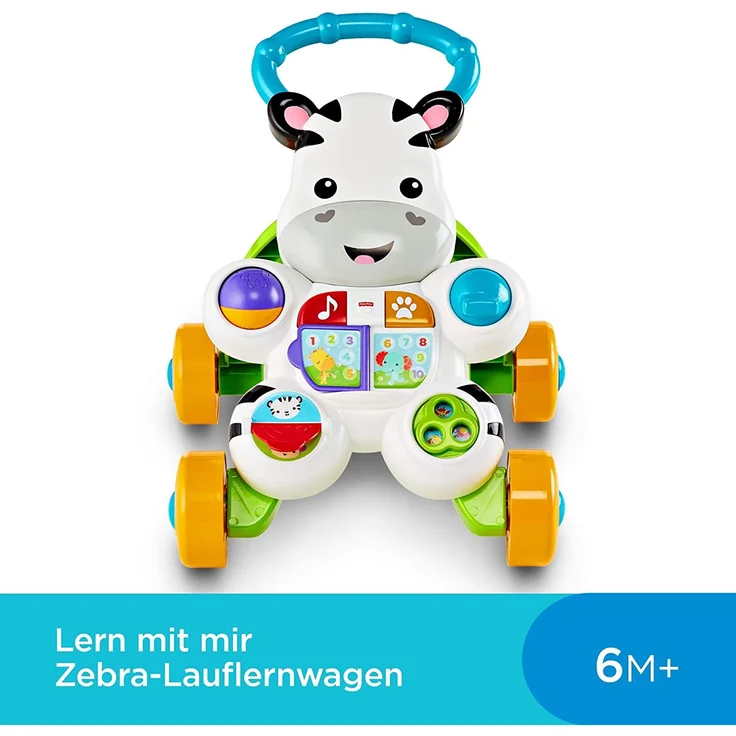 Fisher-Price HBW56 - Lern mit mir - Zebra Lauflernwagen, musikalisches Aktivitäts- und Gehspielzeug mit Lerninhalten, ab 6 Monaten (deutsche Version) – Bild 2