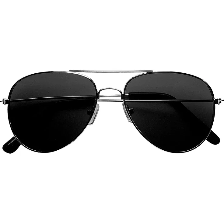 Widmann 6861C - Pilotenbrille, schwarz, getönte Brillengläser, Pilot, Flugbegleiter, Karneval, Mottoparty