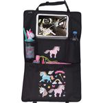 1x Kinder Autositz Rückenlehnenschutz Organizer mit verstellbarer Tablet Tasche, Aufbewahrung für Zubehör – Einhorn Motiv - universal - 70x45cm – inkl. Getränkehalter + Aufbewahrungsnetz - Preisvergleich