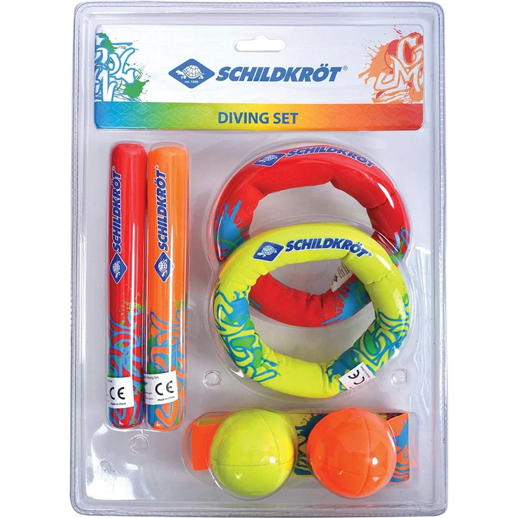 Schildkröt Neopren Diving Set, 6-teiliges Tauchset, je 2 Ringe, Stäbe, Bälle, Sandfüllung, weich, stehen am Grund – Bild 6