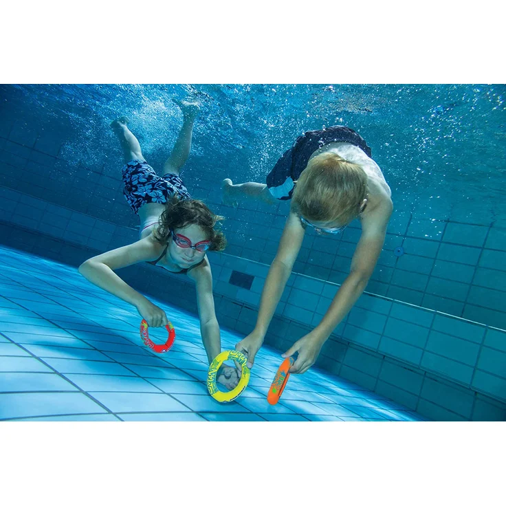 Schildkröt Neopren Diving Set, 6-teiliges Tauchset, je 2 Ringe, Stäbe, Bälle, Sandfüllung, weich, stehen am Grund – Bild 2