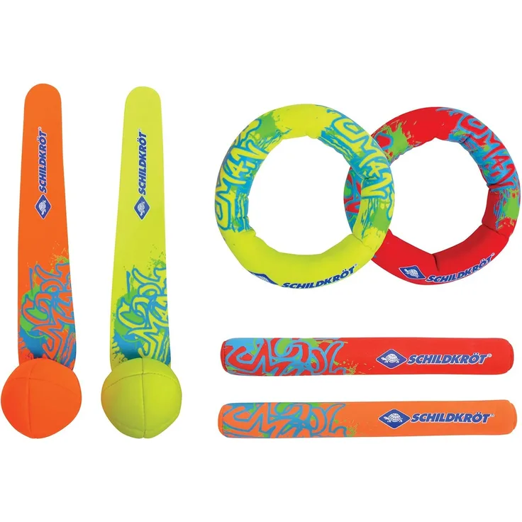Schildkröt Neopren Diving Set, 6-teiliges Tauchset, je 2 Ringe, Stäbe, Bälle, Sandfüllung, weich, stehen am Grund