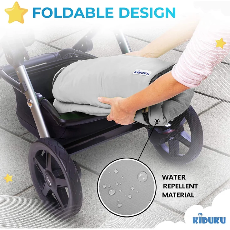 KIDUKU® Babyfußsack Grau Baby Winterfußsack Kinderfußsack Fußsack Winter Kinderwagen Buggy – Bild 7