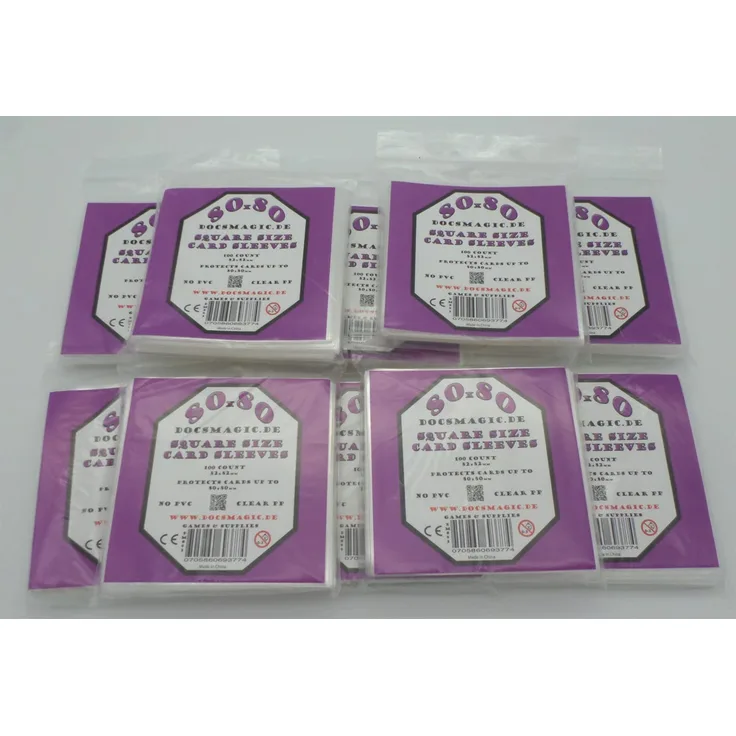 docsmagic. de 1. 000 Medium Square Board Game Sleeves - 80 x 80 - 82 x 82 - 10 Packs