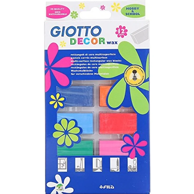 Giotto Decor, Wachsmalblöcke, 12, 10,5 x 1,5 x 19,5 cm, Einheiten – Bild 1
