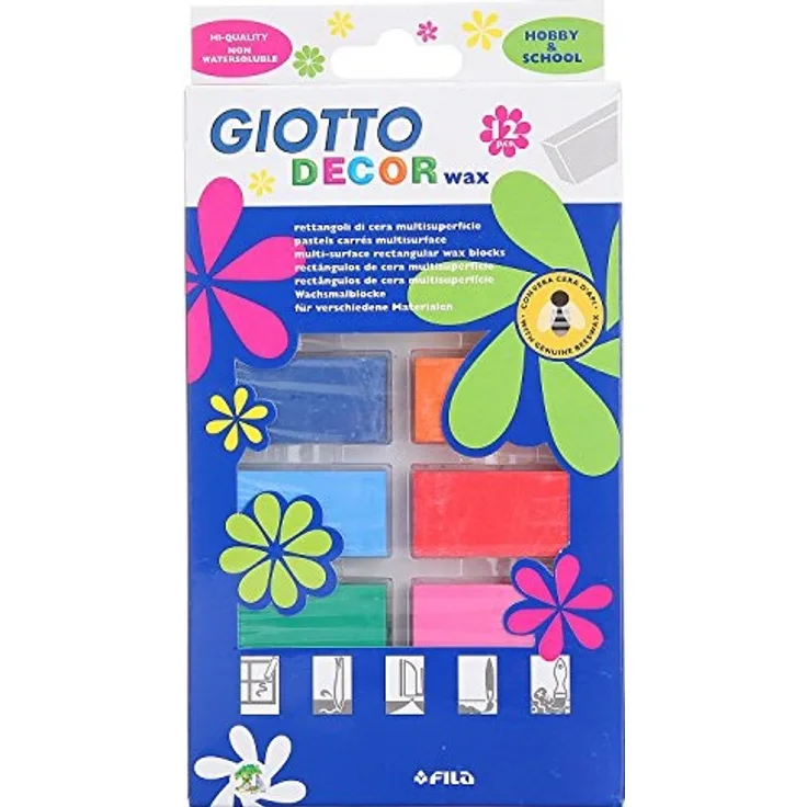 Giotto Decor, Wachsmalblöcke, 12, 10,5 x 1,5 x 19,5 cm, Einheiten