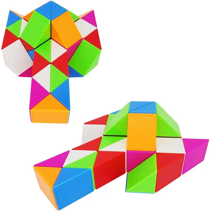 EACHHAHA Magische Schlange 48 Blöcke-Magic Snake Spielzeug-Snake Puzzle-Magischer Schlangenwürfel für Kinder und Erwachsene-mitgebsel Kindergeburtstag-Weihnachtssocken füllen Sich(Regenbogen*1) – Bild 9