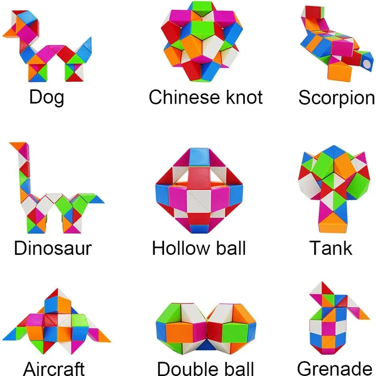 EACHHAHA Magische Schlange 48 Blöcke-Magic Snake Spielzeug-Snake Puzzle-Magischer Schlangenwürfel für Kinder und Erwachsene-mitgebsel Kindergeburtstag-Weihnachtssocken füllen Sich(Regenbogen*1) – Bild 2