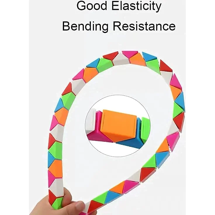 EACHHAHA Magische Schlange 48 Blöcke-Magic Snake Spielzeug-Snake Puzzle-Magischer Schlangenwürfel für Kinder und Erwachsene-mitgebsel Kindergeburtstag-Weihnachtssocken füllen Sich(Regenbogen*1) – Bild 4