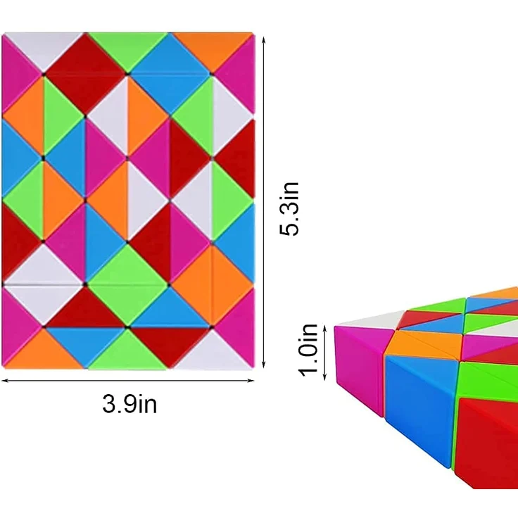 EACHHAHA Magische Schlange 48 Blöcke-Magic Snake Spielzeug-Snake Puzzle-Magischer Schlangenwürfel für Kinder und Erwachsene-mitgebsel Kindergeburtstag-Weihnachtssocken füllen Sich(Regenbogen*1) – Bild 3