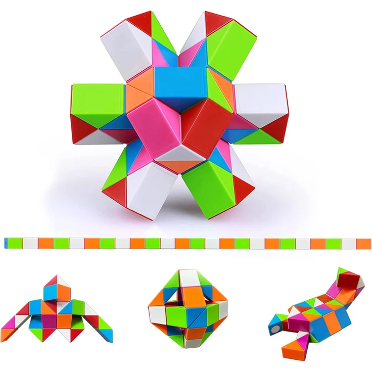 EACHHAHA Magische Schlange 48 Blöcke-Magic Snake Spielzeug-Snake Puzzle-Magischer Schlangenwürfel für Kinder und Erwachsene-mitgebsel Kindergeburtstag-Weihnachtssocken füllen Sich(Regenbogen*1) – Bild 7