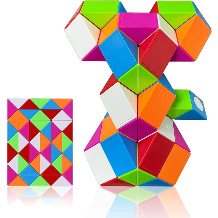 EACHHAHA Magische Schlange 48 Blöcke-Magic Snake Spielzeug-Snake Puzzle-Magischer Schlangenwürfel für Kinder und Erwachsene-mitgebsel Kindergeburtstag-Weihnachtssocken füllen Sich(Regenbogen*1) – Bild 1