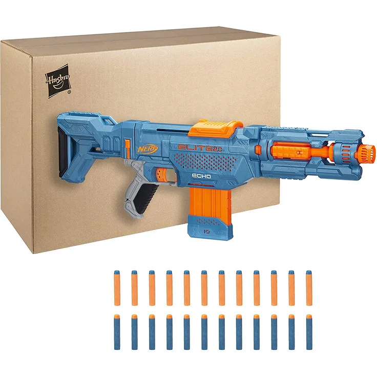 Nerf Elite 2. 0 Echo CS-10 Blaster – 24 Nerf Darts, 10-Dart Clip-Magazin, abnehmbare Schulterstütze und Laufverlängerung, 4 Tactical Rails, frustfreie Verpackung – Bild 2