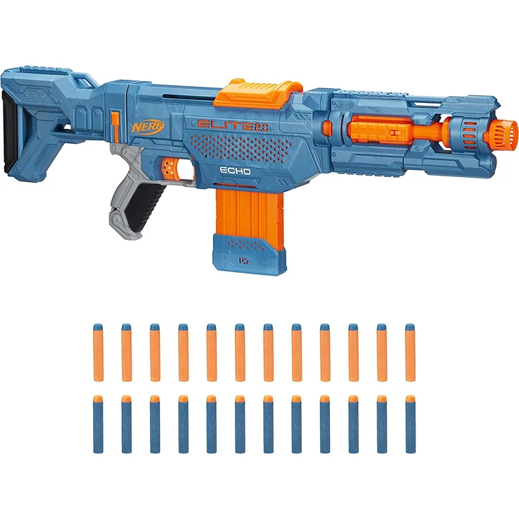 Nerf Elite 2. 0 Echo CS-10 Blaster – 24 Nerf Darts, 10-Dart Clip-Magazin, abnehmbare Schulterstütze und Laufverlängerung, 4 Tactical Rails, frustfreie Verpackung – Bild 1