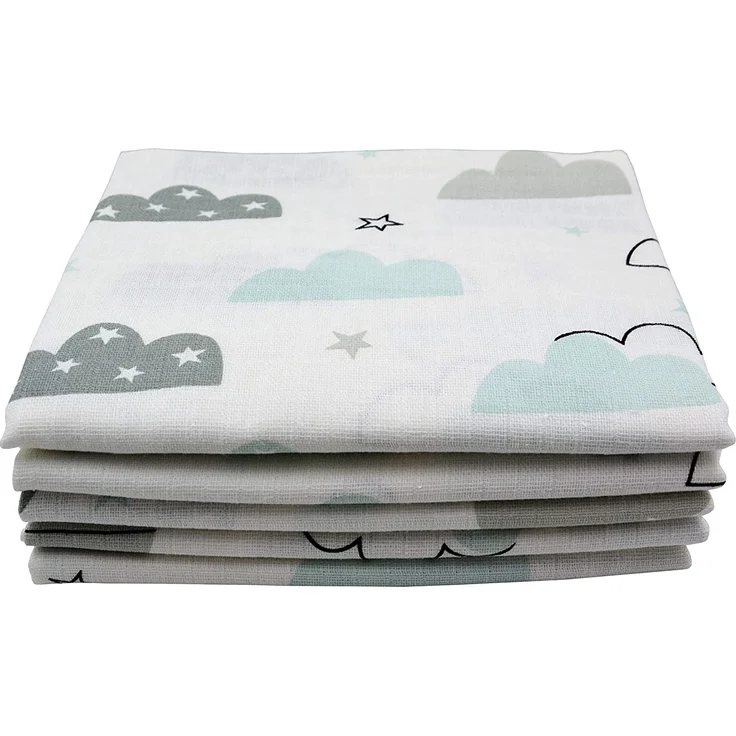 10x Spucktücher Mullwindeln Baby Baumwolle 80x70 cm | (10 Wolken Mint) – Bild 5