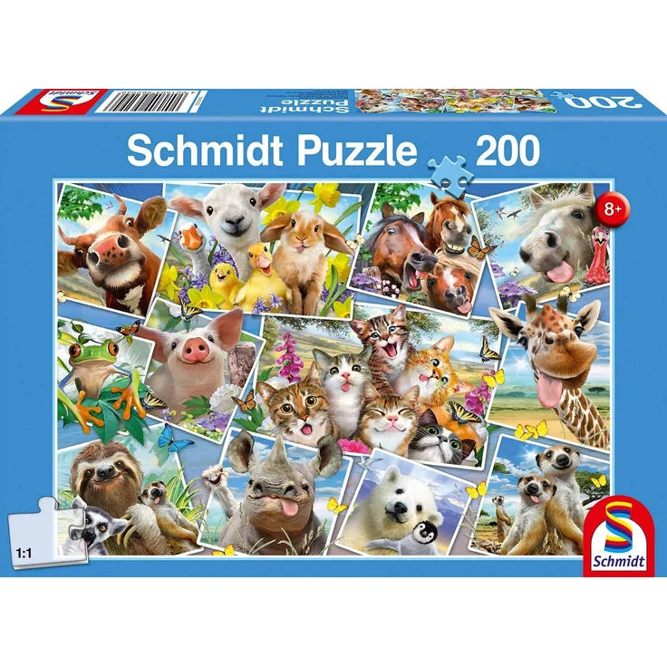 puzzle Dieren Selfies junior karton 200 teile