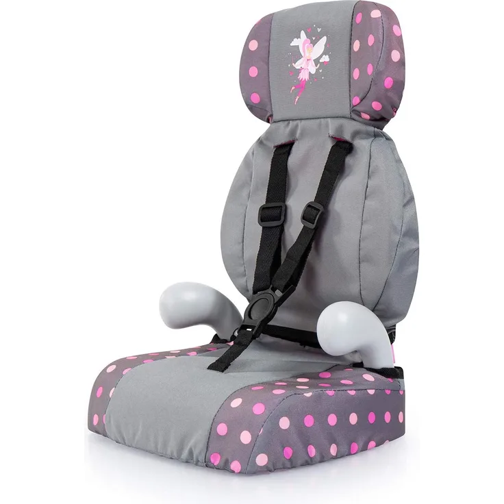 Bayer Design 67566AA Deluxe Puppen-Autositz, Puppensitz, Puppenzubehör, mit Gurt, grau, Fee mit Muster