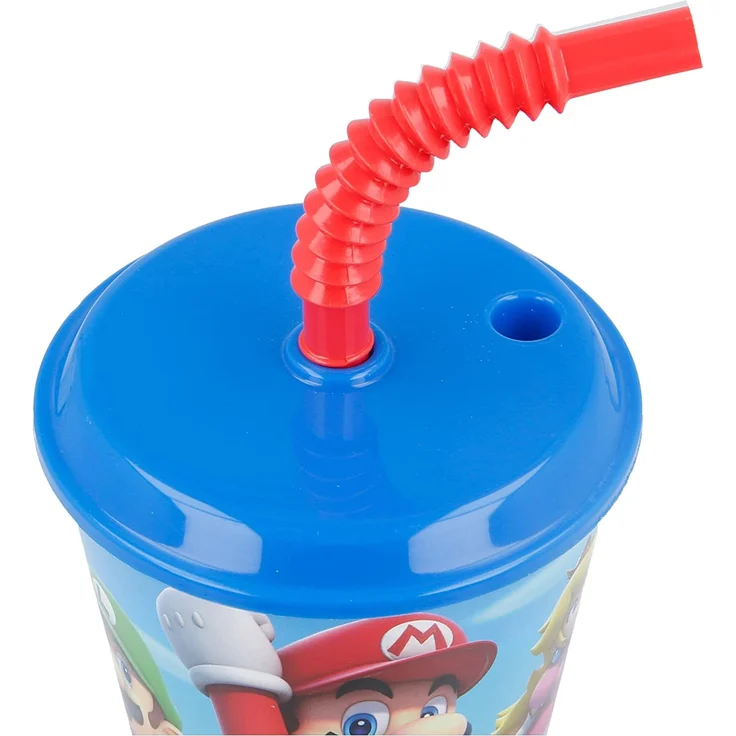 Stor 21430 - Nintendo - Super Mario Trinkbecher Kunststoffbecher mit Deckel & Strohhalm 430ml – Bild 5