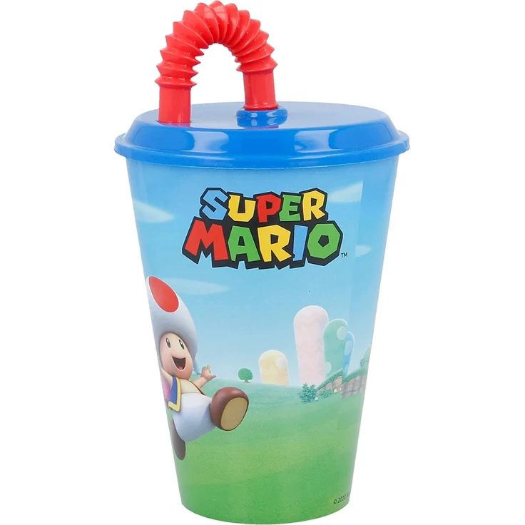 Stor 21430 - Nintendo - Super Mario Trinkbecher Kunststoffbecher mit Deckel & Strohhalm 430ml – Bild 4