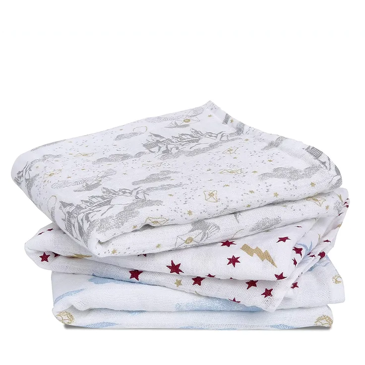 aden + anais musy Spucktücher, Mulltücher-Set für Neugeborene & Kleinkinder aus 100% Baumwoll-Musselin, Mehrzweck-Babytücher für Mädchen & Jungen, 70x70cm, 3er Pack, Harry Potter Iconic