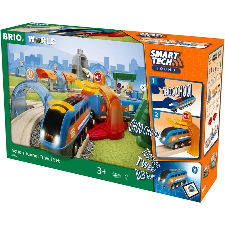 BRIO 'Smart Tech Sound Action Tunnel Reisezug-Set', ab 3 Jahren, Aufnahme-, Licht- und Soundfunktion, 37 Teile – Bild 14