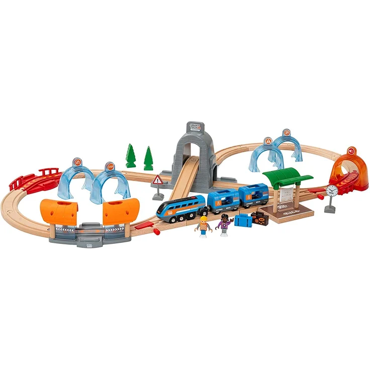 BRIO 'Smart Tech Sound Action Tunnel Reisezug-Set', ab 3 Jahren, Aufnahme-, Licht- und Soundfunktion, 37 Teile – Bild 9