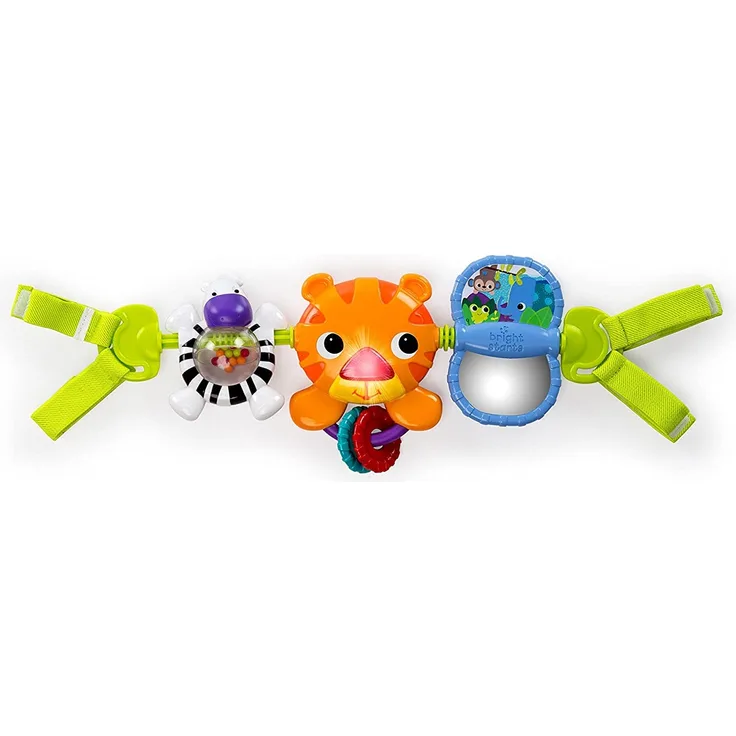 Bright Starts, Tiger Kinderwagenkette mit Lichtern, 4 Melodien, Spiegel und mehr, leicht anzubringen