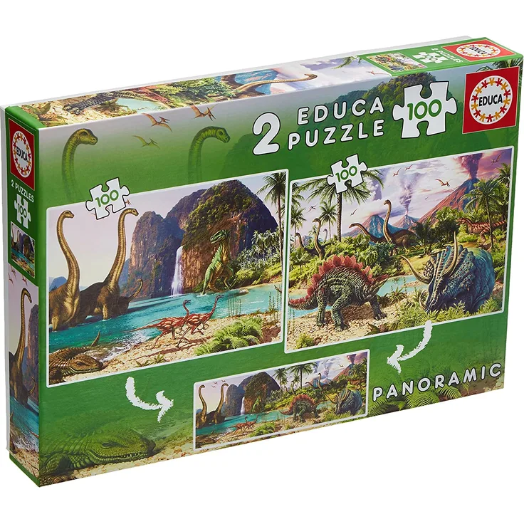 Educa 15620 - Kinderpuzzle - Dinosaurier-Welt, 2X 100-Teilig
