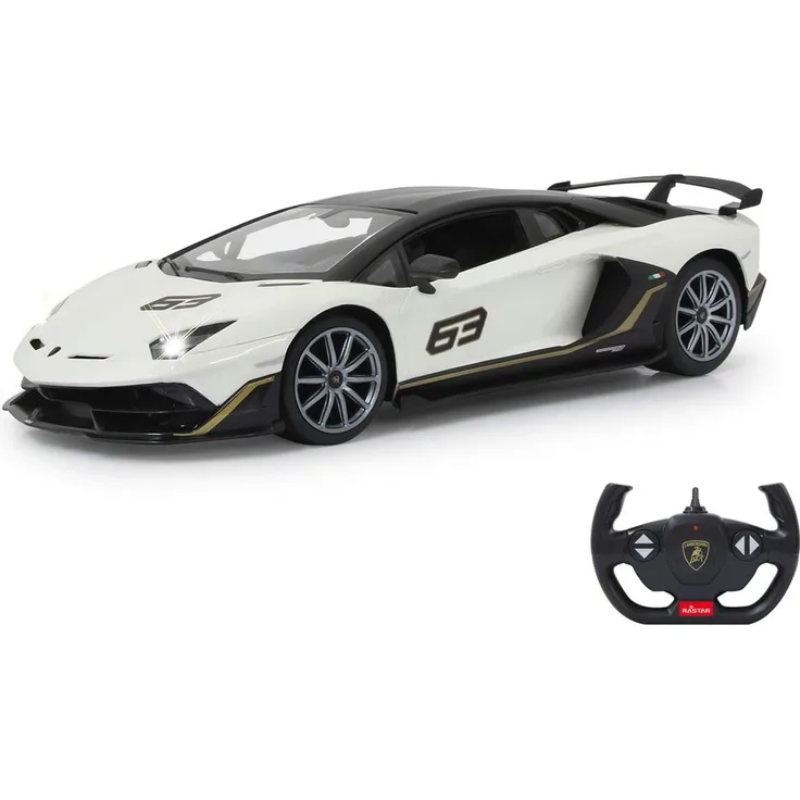 Jamara 405172 Lamborghini Aventador SVJ 1:14 weiß 2,4GHz-offiziell lizenziert, bis zu 1 Stunde Fahrzeit bei ca. 11 Kmh, perfekt nachgebildete Details, hochwertige Verarbeitung