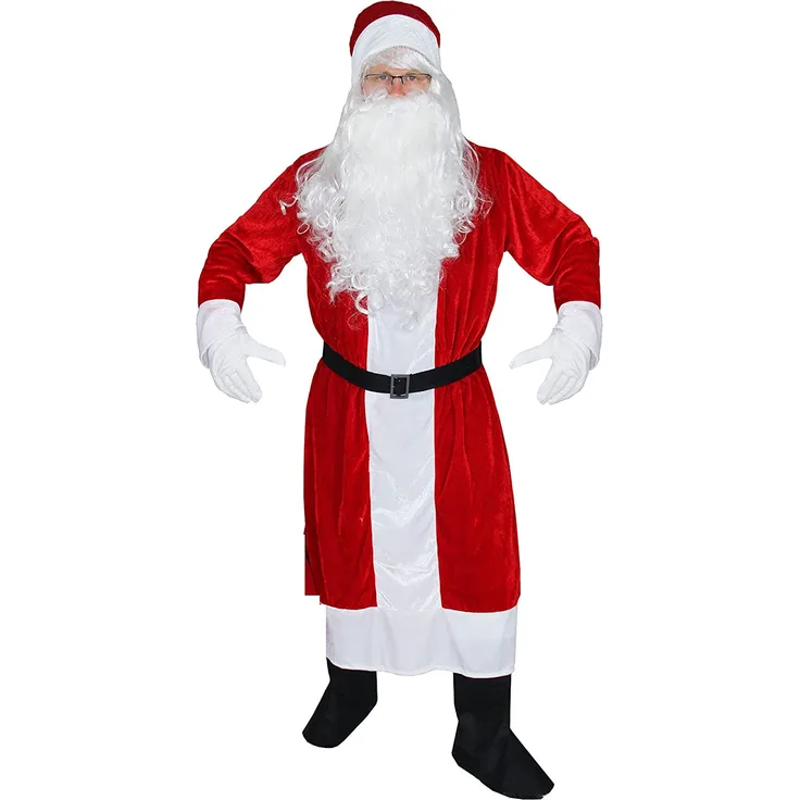 Foxxeo Premium Weihnachtsmann Mantel, 6-teilig, M/L