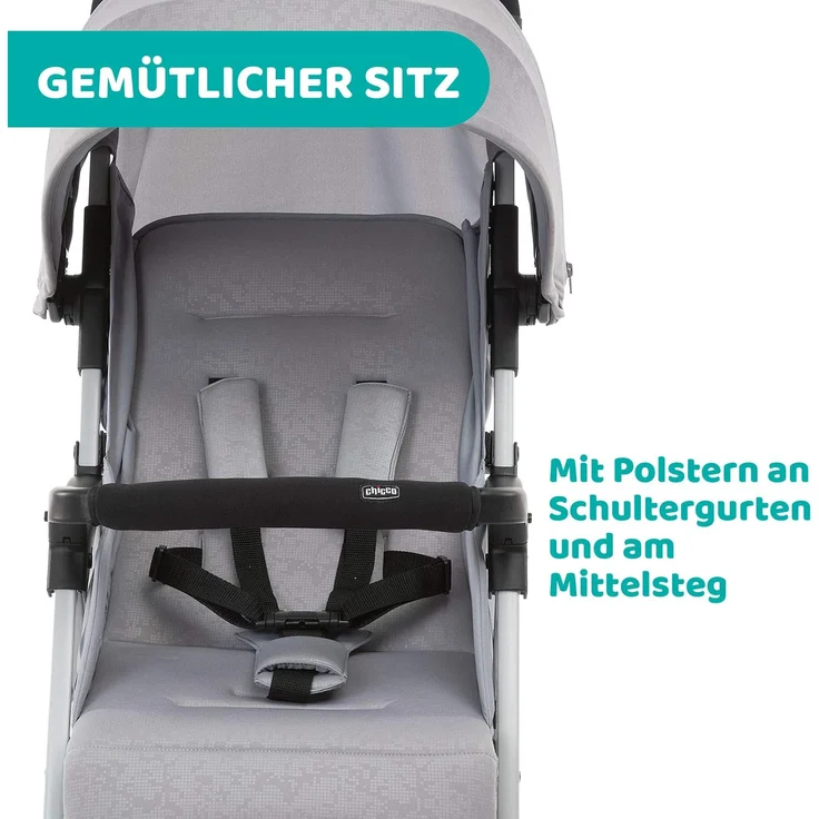 Chicco OHlalà 3 Betthimmel Leichtgewichtiger Kinderwagen Beide Geschlechter Feste Räder Faltbar Grau – Bild 7