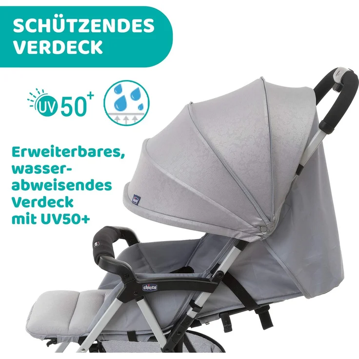 Chicco OHlalà 3 Betthimmel Leichtgewichtiger Kinderwagen Beide Geschlechter Feste Räder Faltbar Grau – Bild 5
