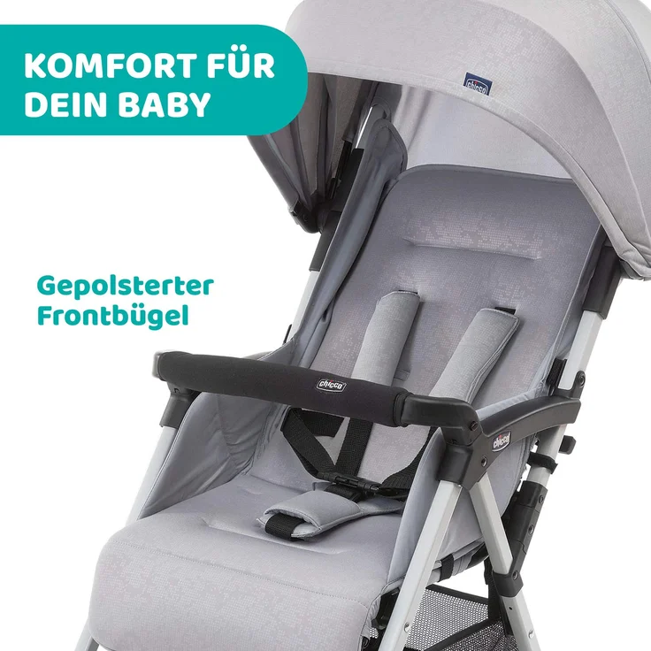 Chicco OHlalà 3 Betthimmel Leichtgewichtiger Kinderwagen Beide Geschlechter Feste Räder Faltbar Grau – Bild 8
