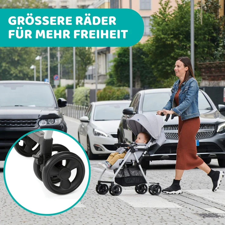 Chicco OHlalà 3 Betthimmel Leichtgewichtiger Kinderwagen Beide Geschlechter Feste Räder Faltbar Grau – Bild 6