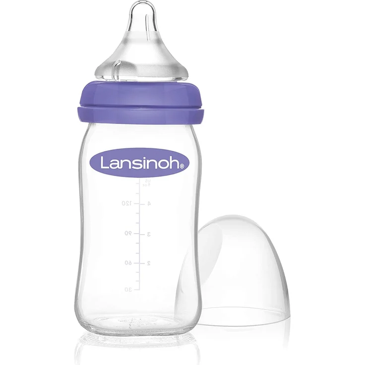 Lansinoh 77140 Glas-Weithalsflasche mit NaturalWave Sauger Gr. S, 160 ml – Bild 2