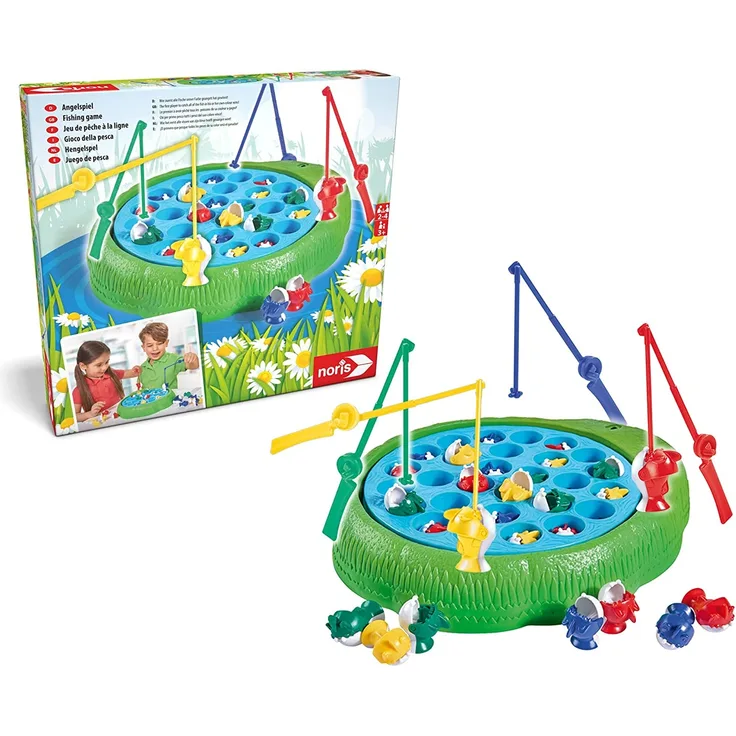 Noris 606066956 Angelspiel, Wer Zuerst alle Fische Seiner Farbe geangelt hat Gewinnt, für Kinder ab 3 Jahren, Bunt