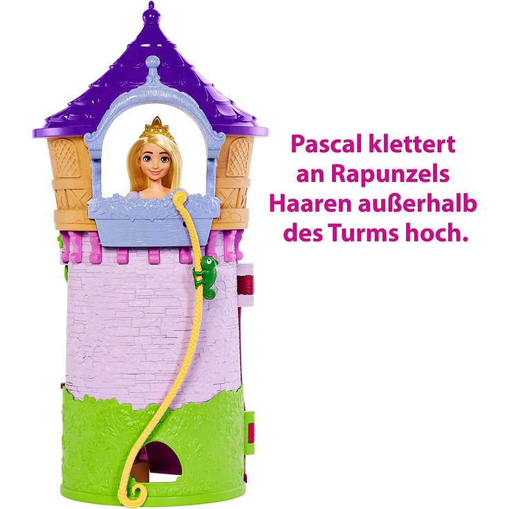Disney Princess HMV99 - bewegliche Rapunzel-Puppe und Turm Spielset mit rundum Spielspaß, 6 Spielbereiche und 15 Zubehörteile, inspiriert durch den Disney-Film, Puppen Spielzeug ab 3 Jahren – Bild 6