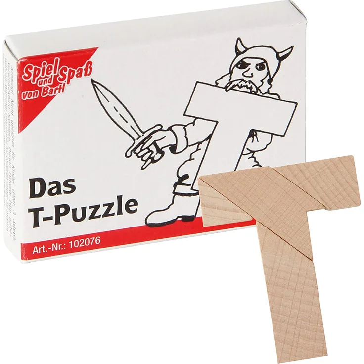 Bartl 102076 Mini-Holz-Puzzle Das T-Puzzle aus 4 kleinen Holzteilen