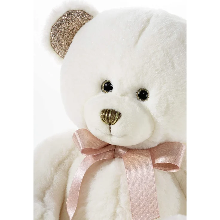 Heunec Kuscheltier Bär PEARLIE Creamie mit Rosé-Schleife mittel, Plüschtier,. – Bild 4